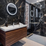 z luxury villa bita lefkada bathroom shower shampoo mirror lights marble