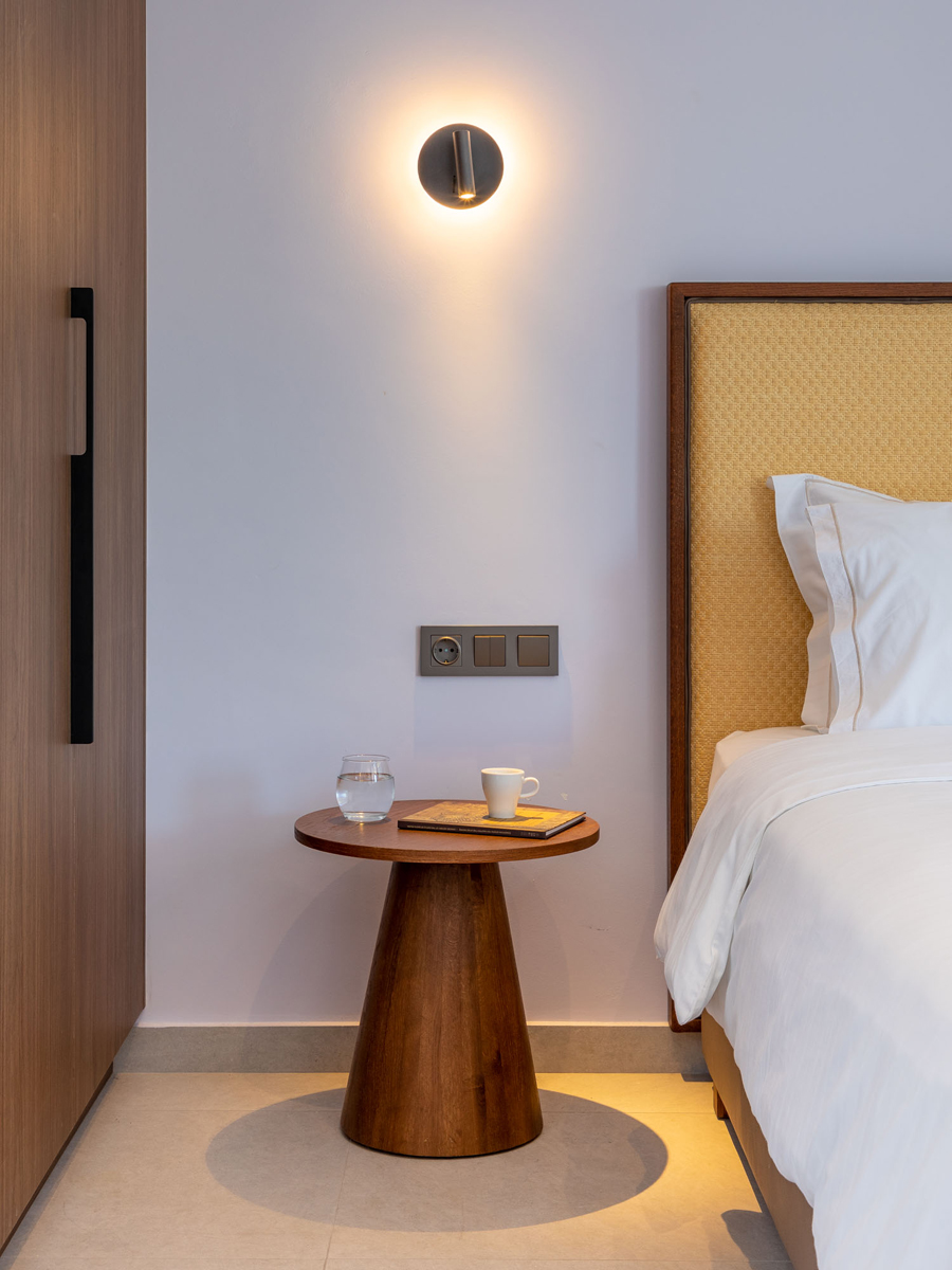 z luxury villa bita lefkada bed bedside table closet lights