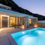 z luxury villa bita lefkada greece night swimming pool trees