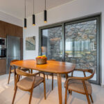 z luxury villa bita lefkada kitchen fruits mirror chairs bridge oven microwave window
