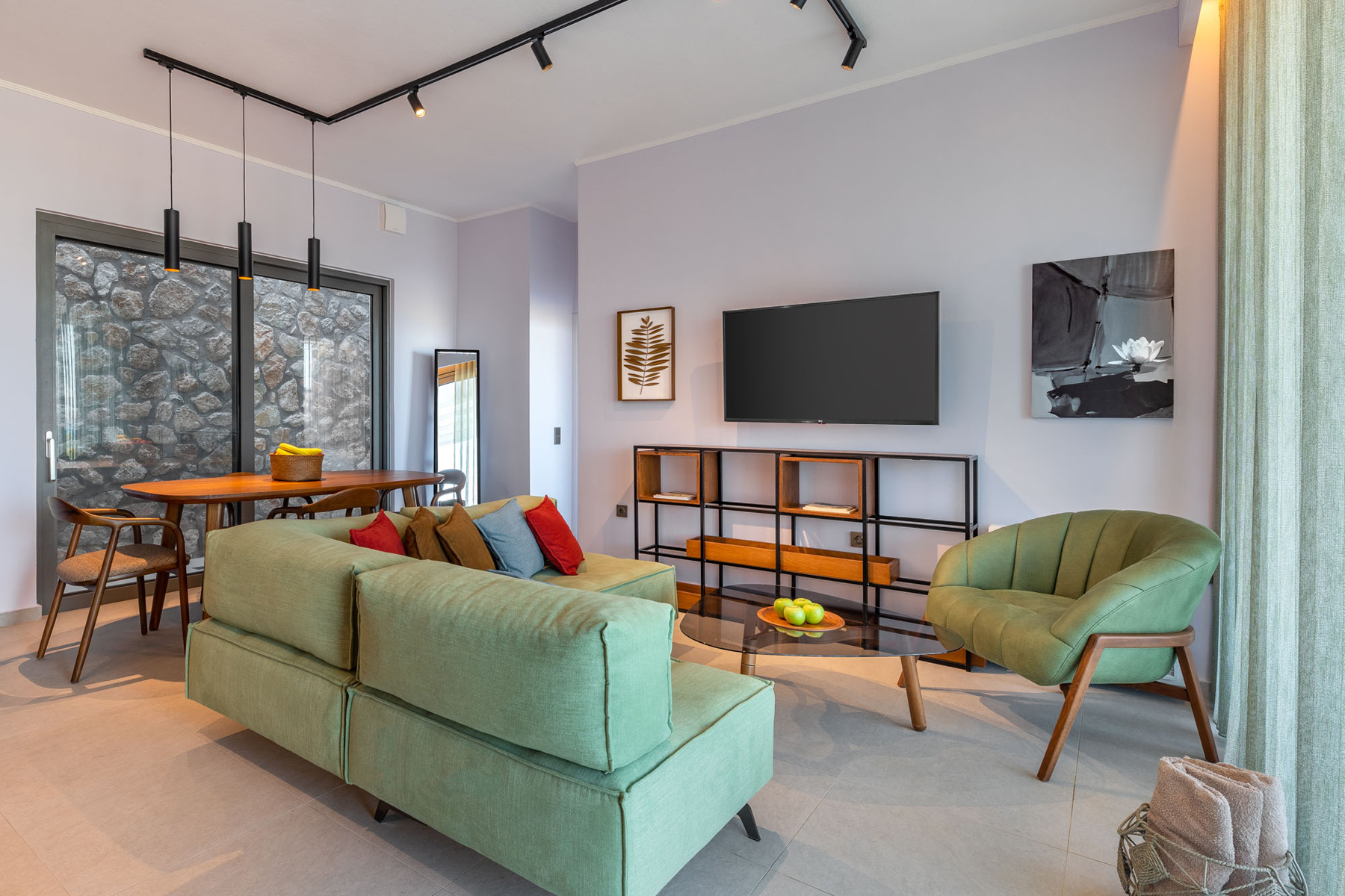 z luxury villa bita lefkada living room tv sofa table chairs
