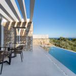 z luxury villa bita lefkada outdoor swimming pool sea view table chairs