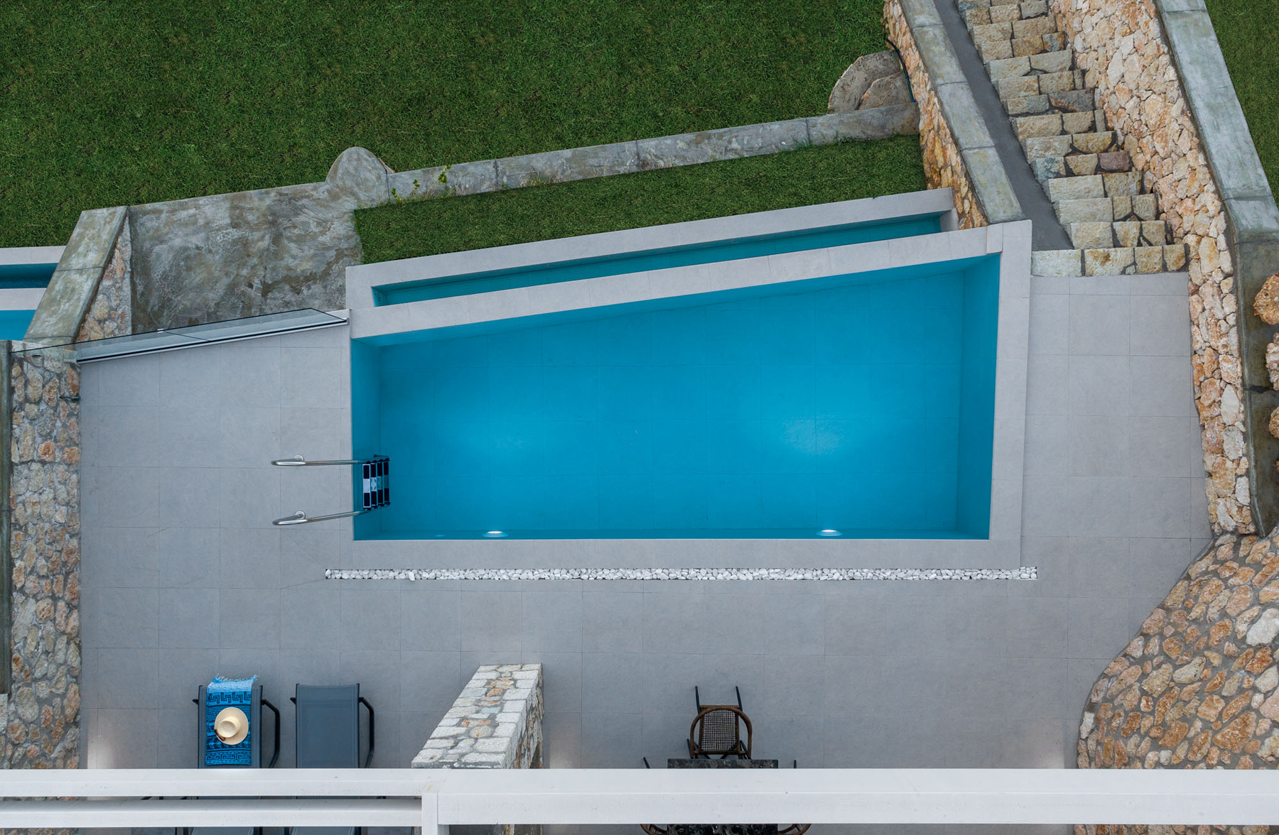 z luxury villa bita lefkada swimming pool garden stairs stones