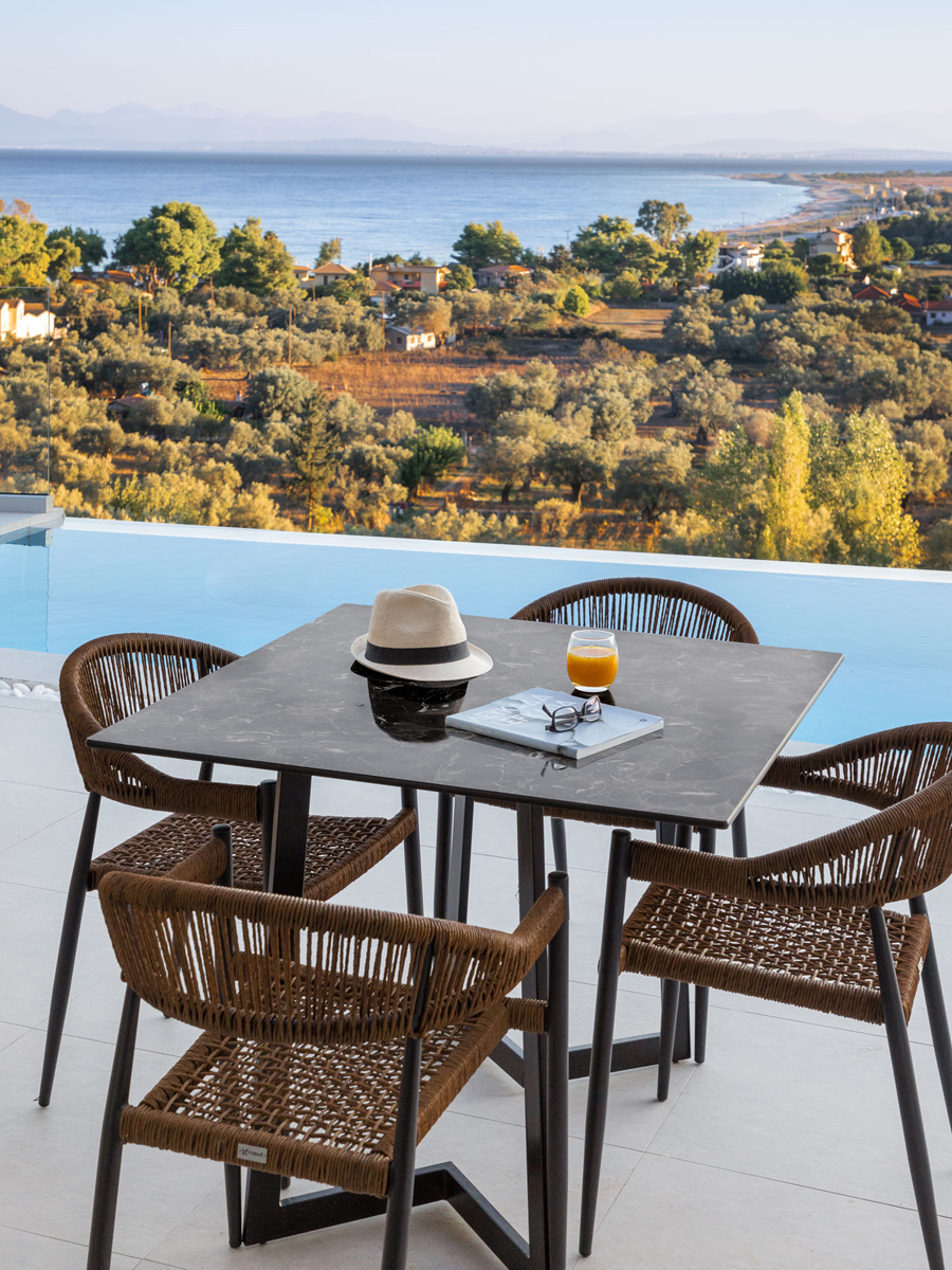 z luxury villa bita lefkada table sitting area sea view trees