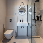 z luxury villa delta lefkada greece bathroom shower toilet sink shampoo mirror light