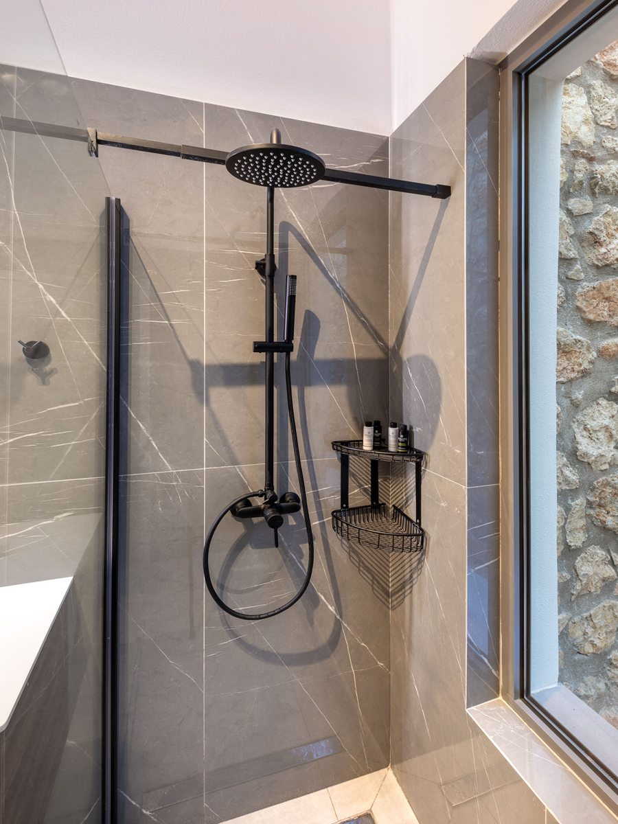 z luxury villas delta lefkada greece bathroom shower window