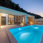 z luxury villa omega lefkada night swimming pool calmness outdoor building