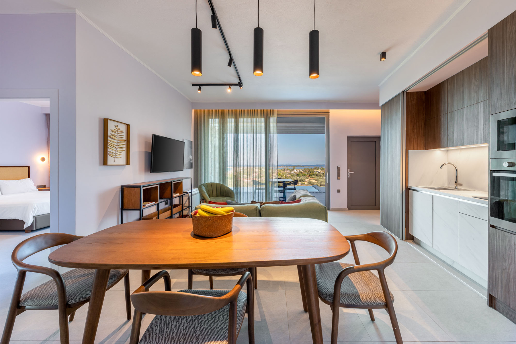 z luxury villa omega lefkada sitting area living area window tv table chairs