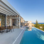 z luxury villa omega lefkada swimming pool dining area table outdoor