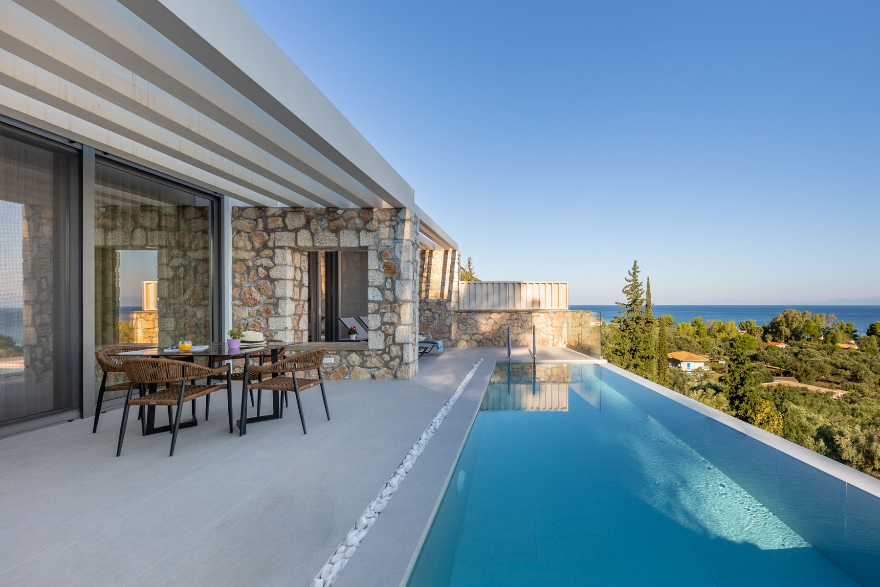 z luxury villa omega lefkada swimming pool dining area table outdoor