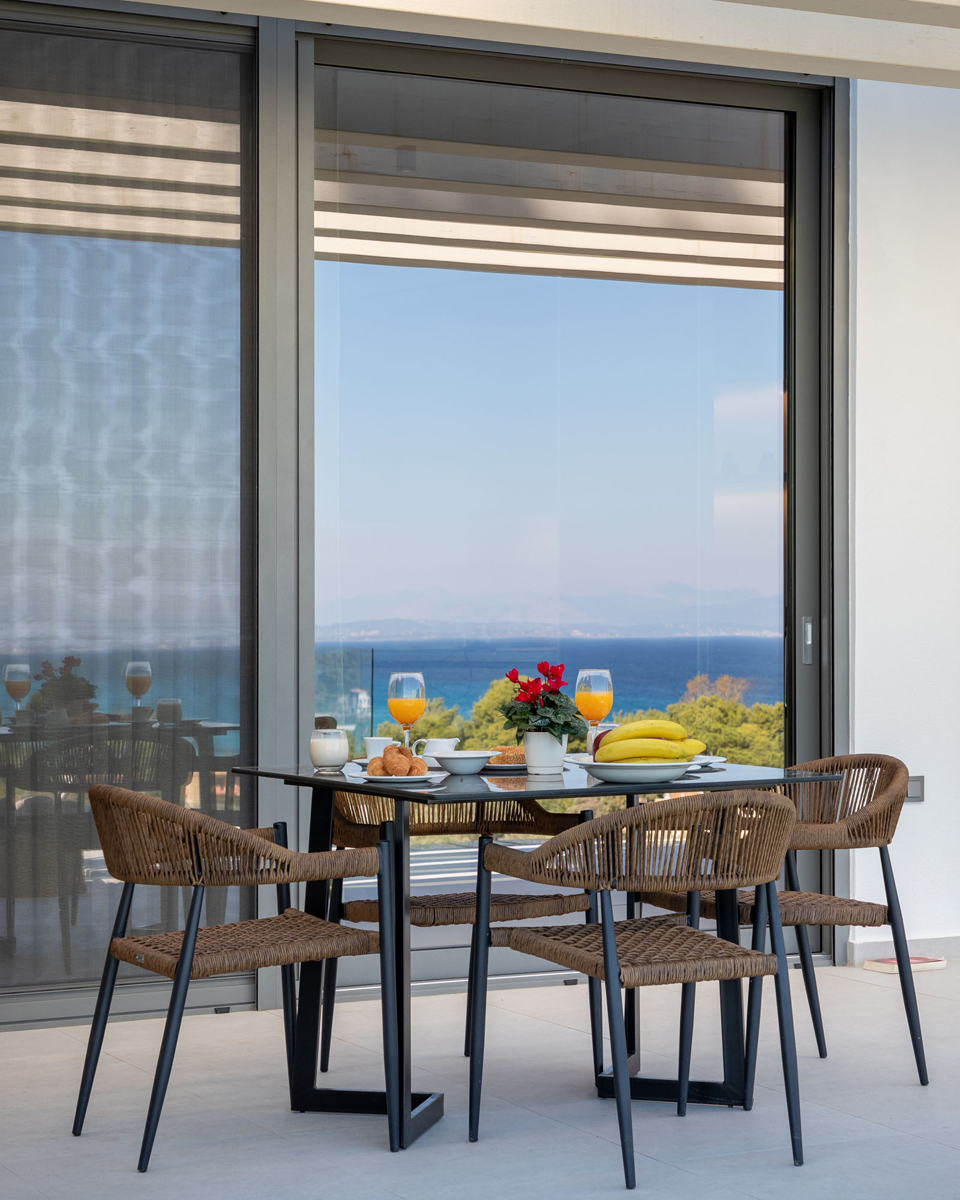 z luxury villa alpha lefkada greece tavle chairs food sitting area
