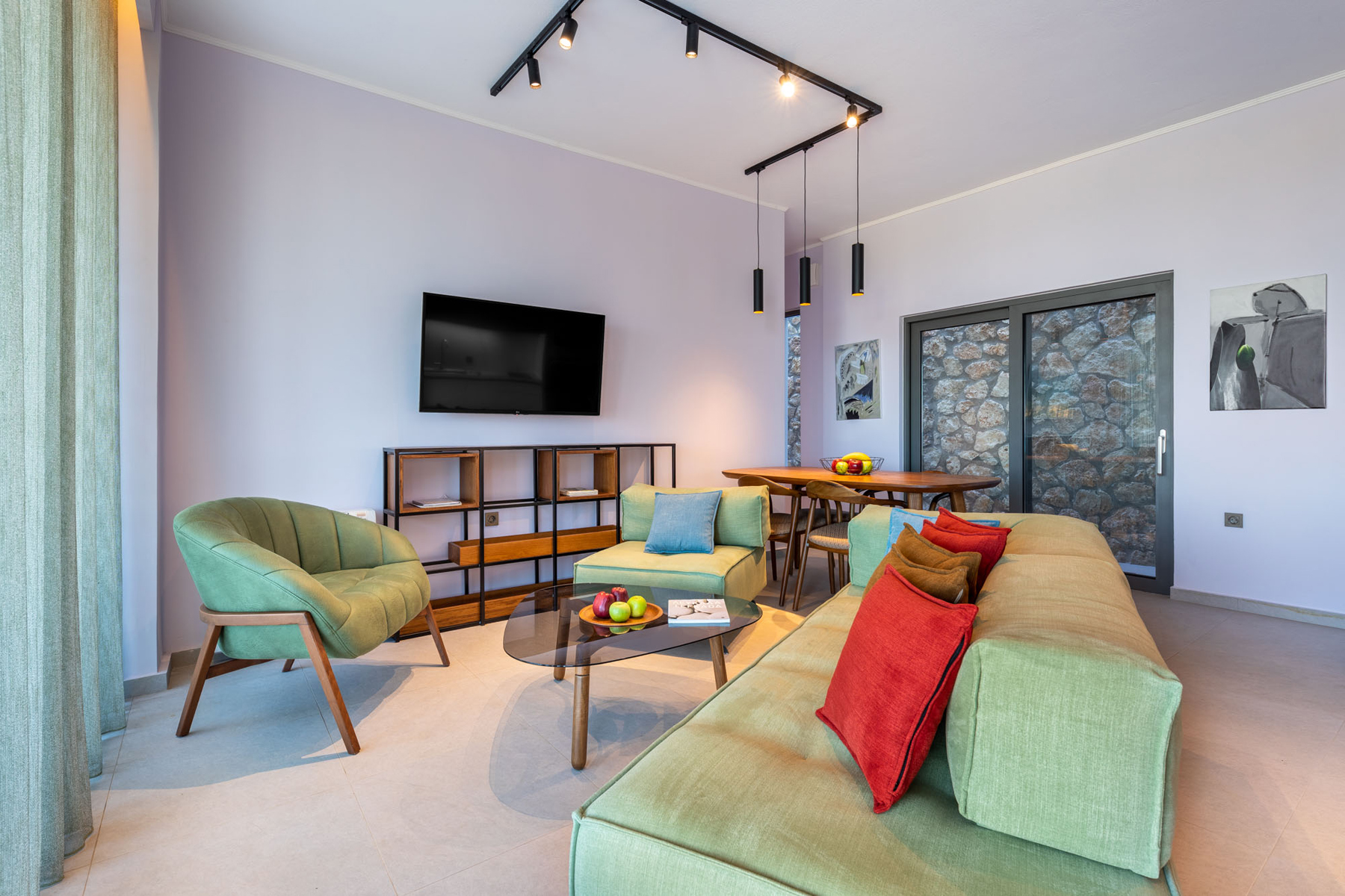 z luxury villa aplha lefkada greece living room tv sofa table